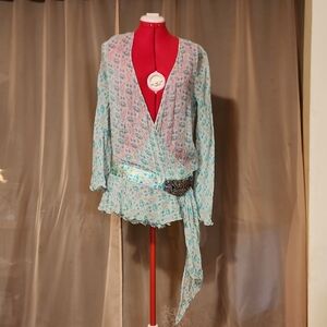 Elegant Ebene by Patrick Assuline printed Gauze Long sleeve Wrap Blouse